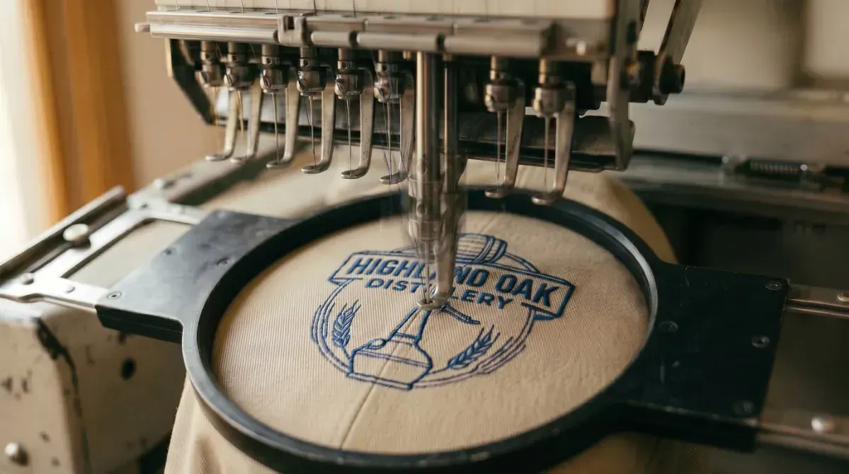 Embroidery detail —logo stitched on custom baseball cap