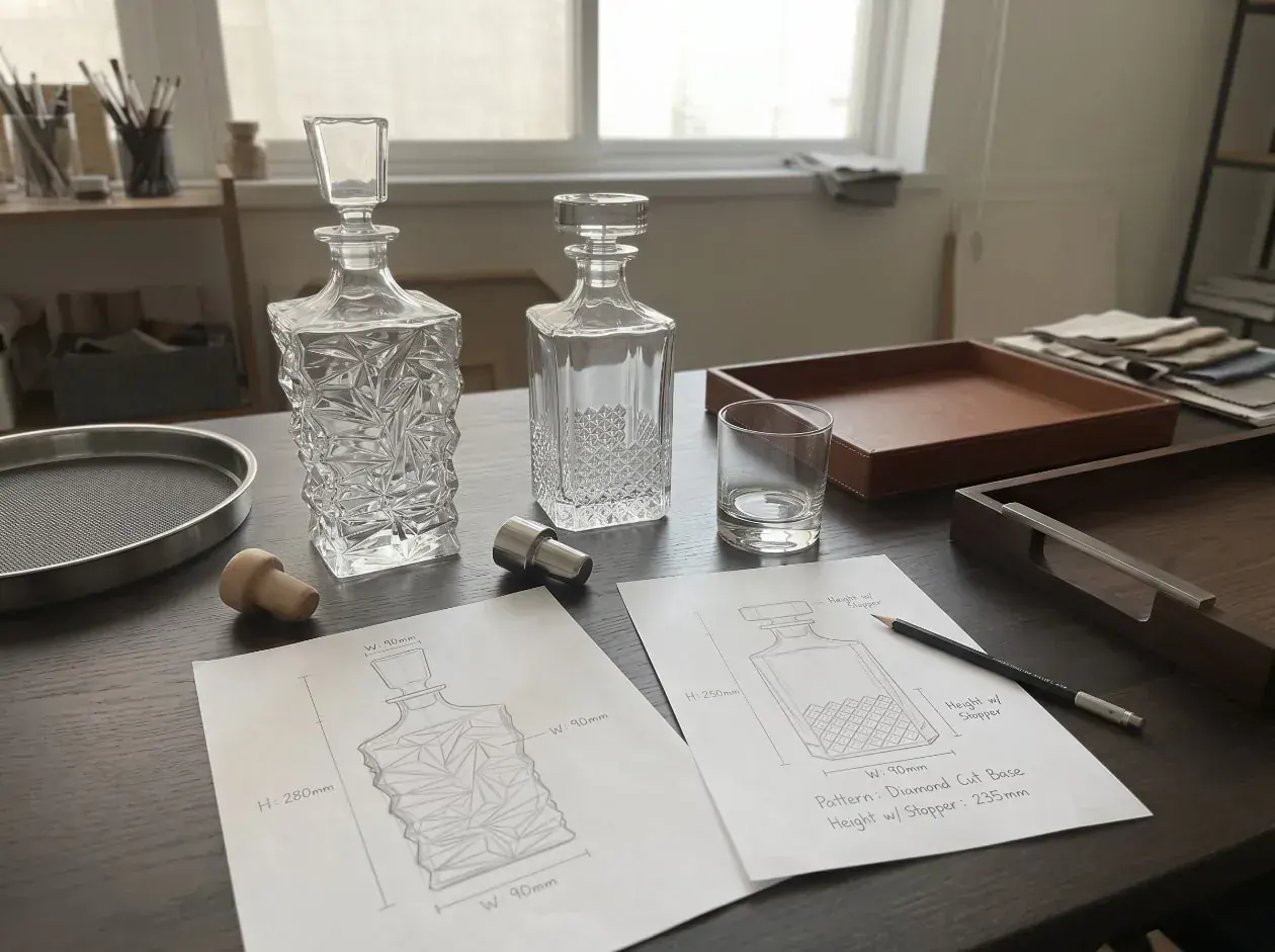 Glass decanter detail shot